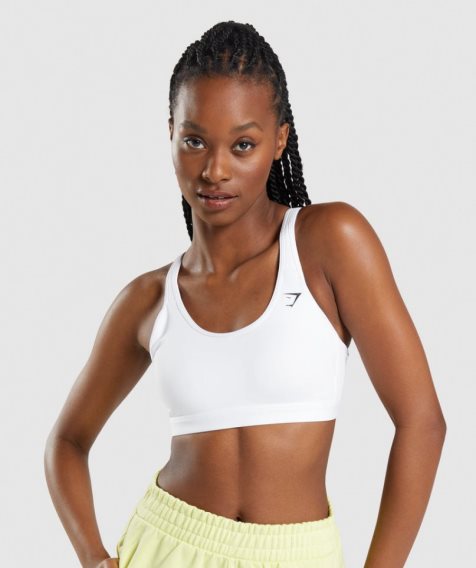 Women's Gymshark Scoop Neck Sports Bra White | NZ 2YBVTL